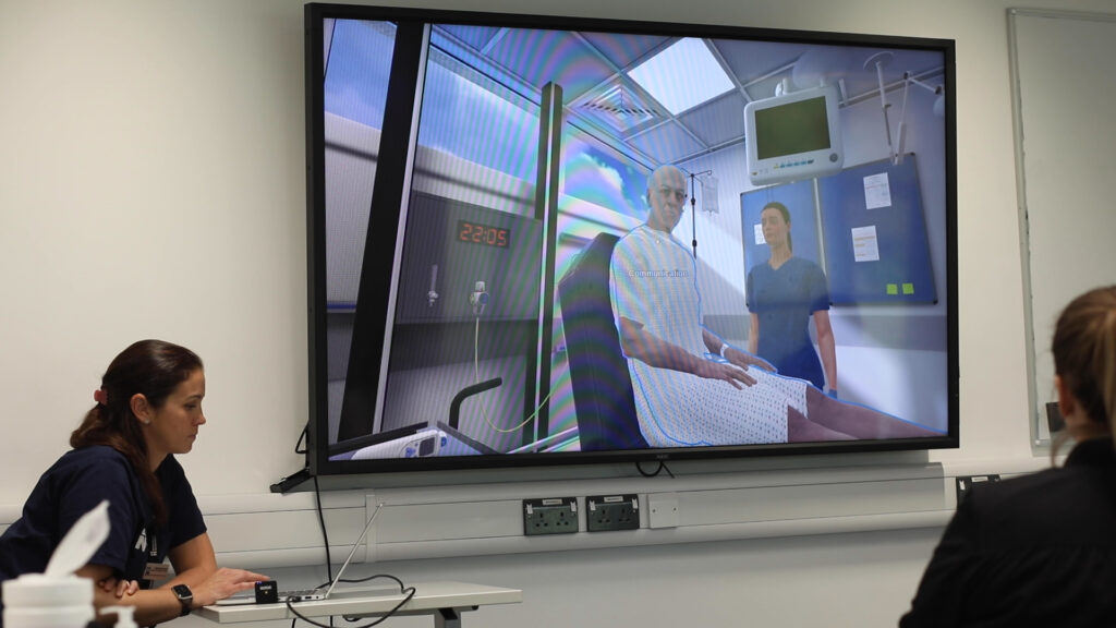 Senior Lecturer in Nursing Hannah Cannon demonstrates the use of XR technologies