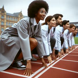 Picture of academic staff lining up for a race