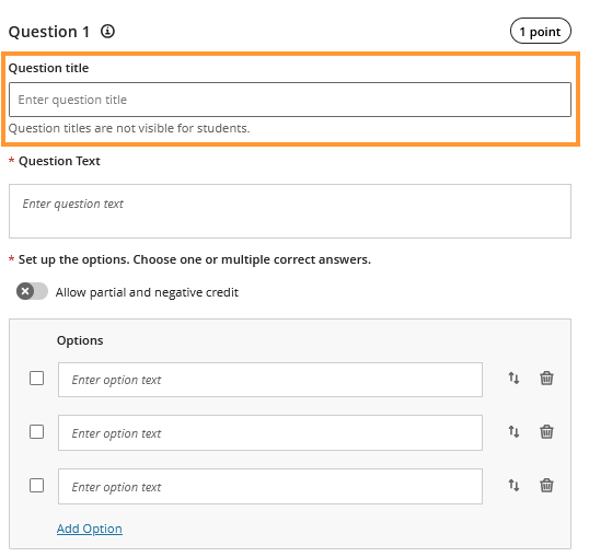 The location of the new question title.