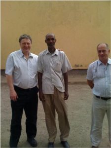 Reg Hankey and John Moriarty with one of their Ethiopian  colleagues