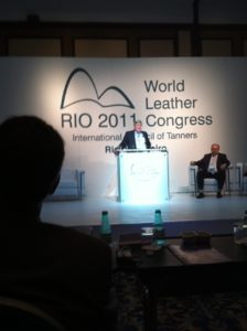 Mike Tomkin speaking at the Rio World Leather Congress