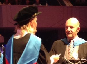 Honorary Leather Degrees being awarded by Rachel Garwood and the Vice Chancellor